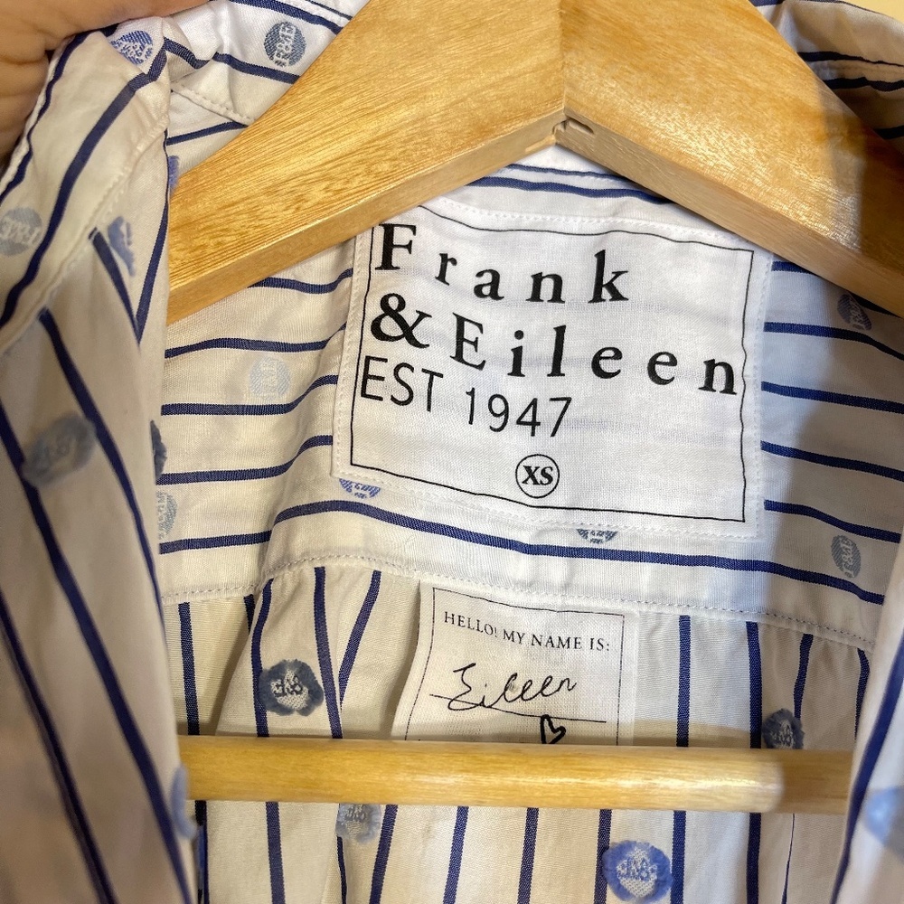 Frank & Eileen Blue and White Logo Striped Shirt - Picture 3 of 16